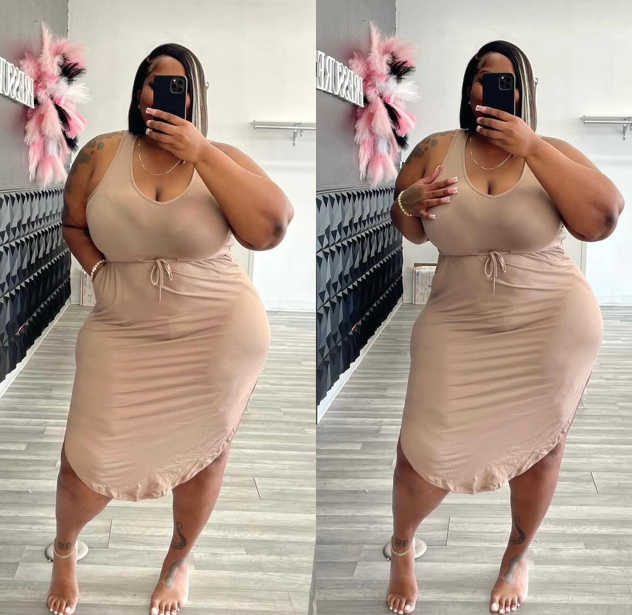 Plus Mellow Drawstring Dress