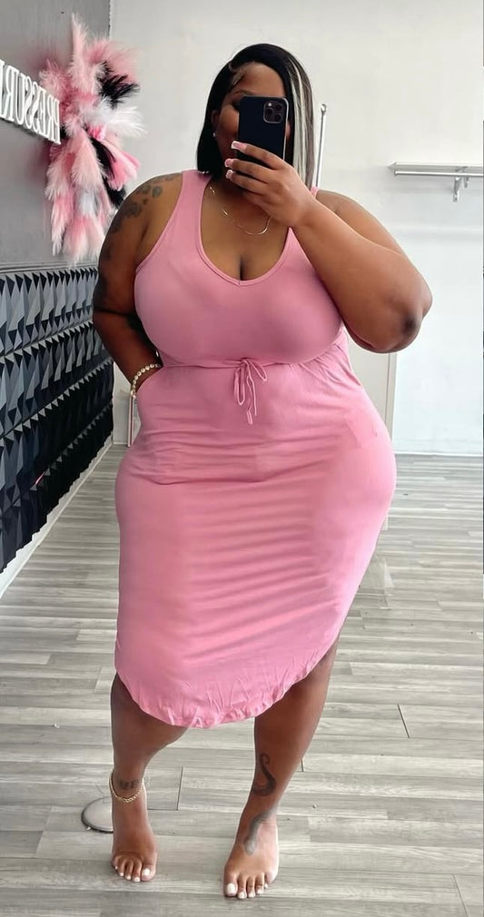 Plus Mellow Drawstring  Dress