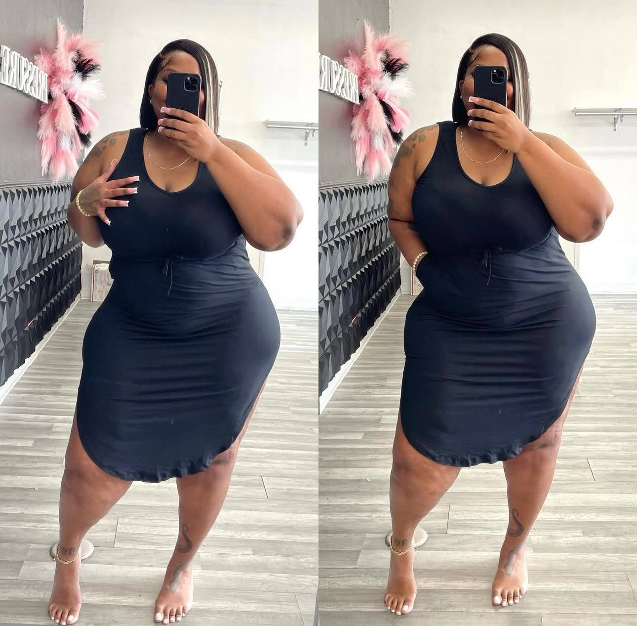 Plus Mellow Drawstring  Dress